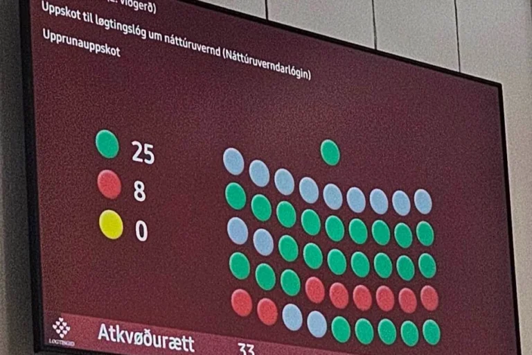 Náttúruverdarlógin samtykt við 2. viðgerð Náttúruverdarlógin samtykt við 2. viðgerð